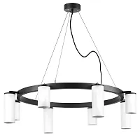 Люстра подвесная Rullo LR018364864 Lightstar белая на 8 ламп, основание чёрное в стиле хай-тек Люстра подвесная Rullo LR018364864 Lightstar белая на 8 ламп, основание чёрное в стиле хай-тек